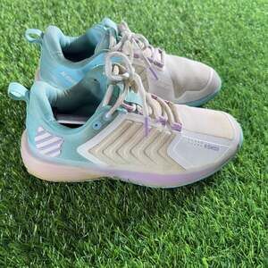 K-Swiss Women's Ultrashot 3 Tennis Shoes Brilliant White/Angel Blue